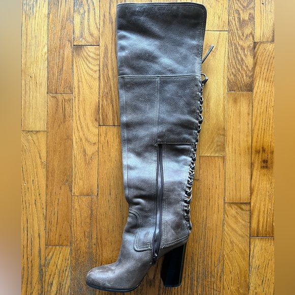 Vince Camuto Tolla leather over the knee lace up back with side zipper size 6.5 - Picture 4 of 15